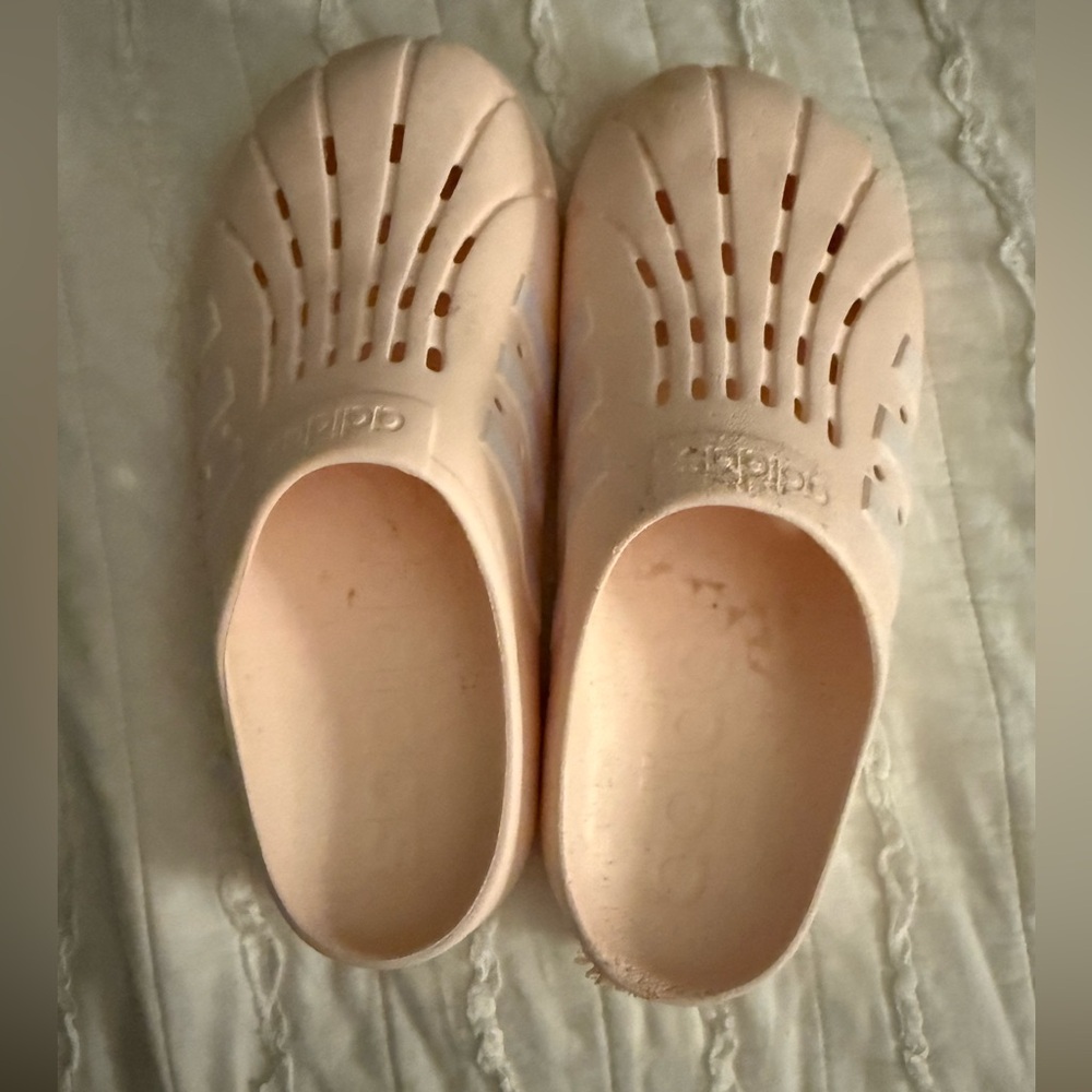 Adidas Adilette Clog Unisex Almost Pink Cloud White - women’s size 10